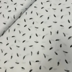 Popeline „Feine Federn – Schwarz/Weiß“