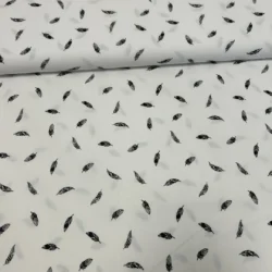 Popeline „Feine Federn – Schwarz/Weiß“