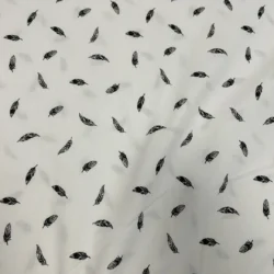 Popeline „Feine Federn – Schwarz/Weiß“