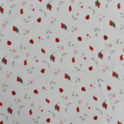 Alternative view of Popeline „Marienkäfer – Weiß/Rot“