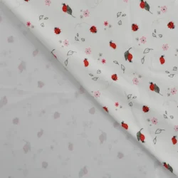 Baumwolljersey „Marienkäfer“ – Rot/Weiß