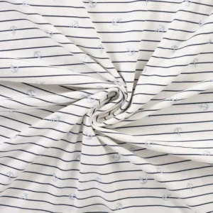 Baumwolljersey „Anker & Streifen“ – Marine/Weiß