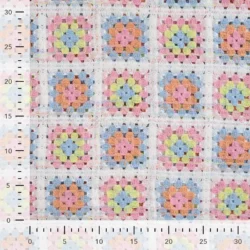 Gehäkelter Jacquardstoff „Vintage Granny Squares“ – Pastell