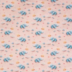 Baumwolljersey „Kleine Elefantenwolke“ – Rosé/Blau