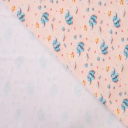 Baumwolljersey „Kleine Elefantenwolke“ – Rosé/Blau