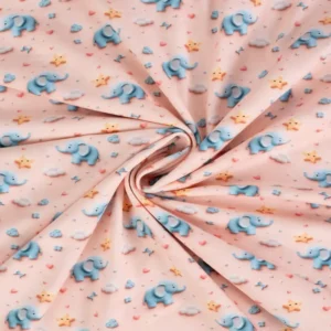 Baumwolljersey „Kleine Elefantenwolke“ – Rosé/Blau