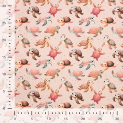 Baumwolljersey „Meeresfreunde – Schildkröten“ – Rosé