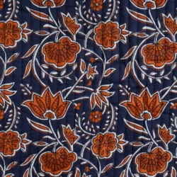 Alternative view of Quilted Baumwollstoff „Navy Terracotta Floral“ – doppelseitig, gesteppt, 100% Baumwolle