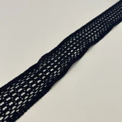 Baumwollspitze „Boho Navy“ 70 mm – breite Häkelspitze