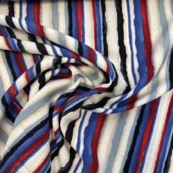 Viskose Nylon Air Flow „Stripes Navy“ – leichter Sommerstoff mit Streifen