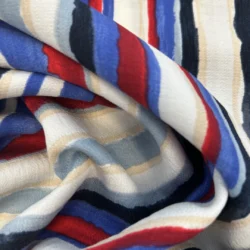 Viskose Nylon Air Flow „Stripes Navy“ – leichter Sommerstoff mit Streifen