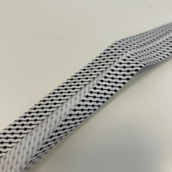 Schrägband 30 mm „Grid Dots“ – Black & White, Baumwoll-Schrägband, Meterware