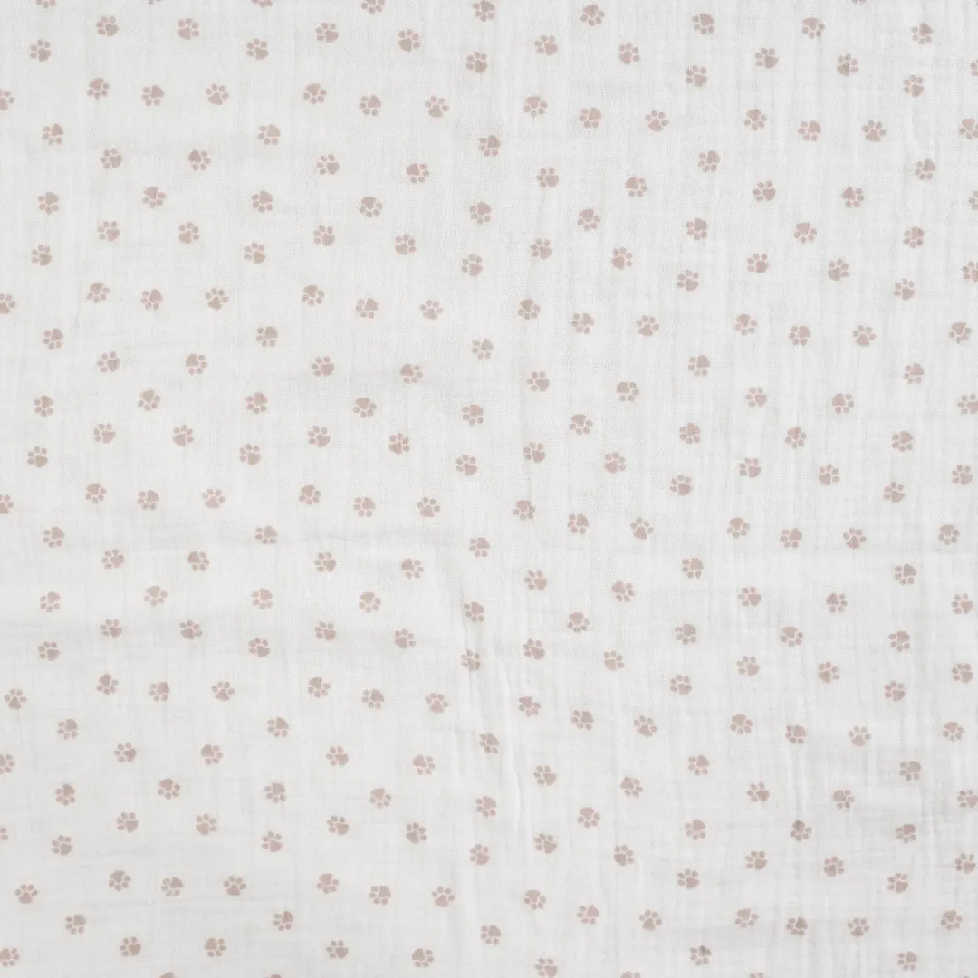 Baumwoll-Musselin „Pfötchen“ – weicher Musselin mit Tierpfoten, 100 % Baumwolle