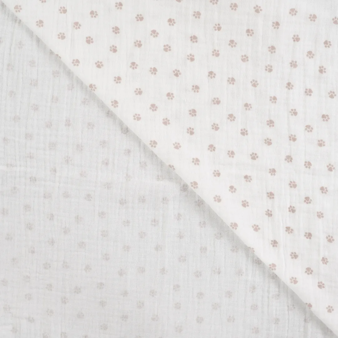Baumwoll-Musselin „Pfötchen“ – weicher Musselin mit Tierpfoten, 100 % Baumwolle – Bild 5