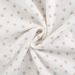 Baumwoll-Musselin „Pfötchen“ – weicher Musselin mit Tierpfoten, 100 % Baumwolle