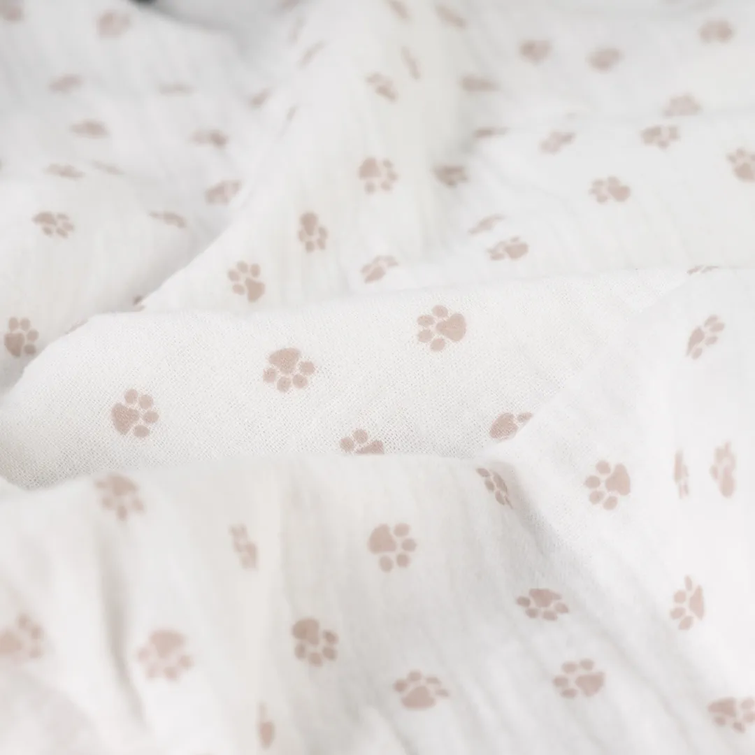 Baumwoll-Musselin „Pfötchen“ – weicher Musselin mit Tierpfoten, 100 % Baumwolle