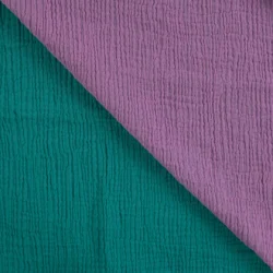 Doubleface Musselin Lila / Grün – weicher Baumwoll-Musselin, doppelseitig
