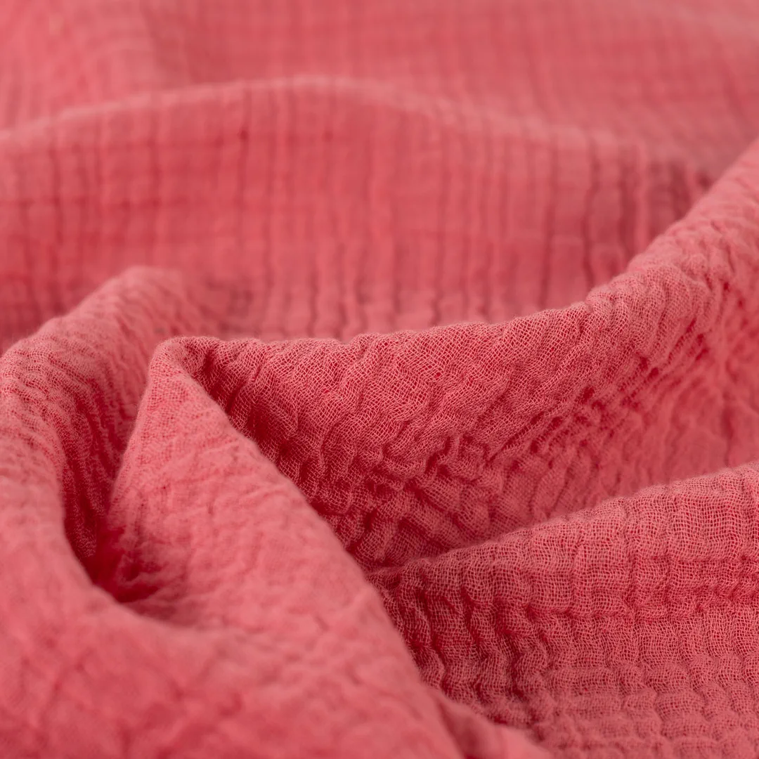 Doubleface Musselin Pink / Rot – weicher Baumwoll-Musselin, doppelseitig
