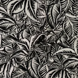 Rayon Spandex „Graphic Leaves“ – elastischer Viskose-Stoff mit Blätterprint