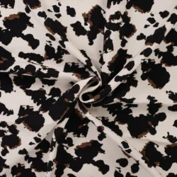 Viskose-Popeline „Wild Spots“ – Leo Look auf Creme, 100 % Viskose